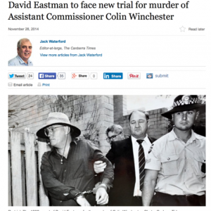 Left: Canberra Times reports the decision in November 2014 for Eastman to be tried again.